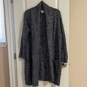 Caslon Long Sweater Coat Size Small Navy & Cream with Pockets